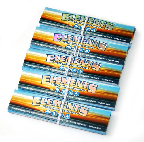 5 x Elements ultradünnes Zigarettenpapier, Reispapier Connoisseur King Size Slim + Filtertips 5 x Elements ultradünnes Zigarettenpapier, Reispapier Connoisseur King Size Slim + Filtertips von Elements