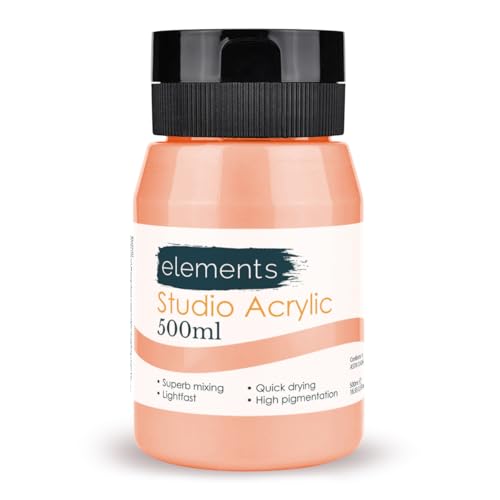 Elements 500 ml Acrylfarbe, 500 ml Dose – schnell trocknende Acrylfarben mit hohem Pigment und lebendigem Farbpigment | Lachsrosa von Elements