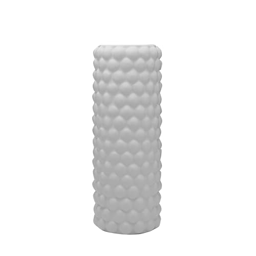 Elements Keramikvase mit strukturierten Punkten, zur Verwendung mit getrockneten oder künstlichen Blumen und Grünpflanzen, 15 x 15 x 40 cm, Weiß von Elements