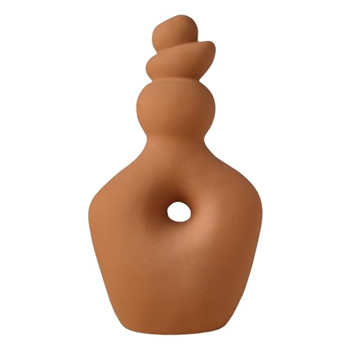Elements Teracotta Twist strukturierte Steingut-Keramikvase, 19 x 11 x 34 cm von Elements