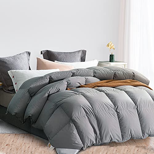 ELEMUSE Warm Daunendecke 200x200 - Bettdecke 200x200cm Winter Daunen - Federbettdecke 200x200 Warm(Grau,100% Baumwolle) von ELEMUSE