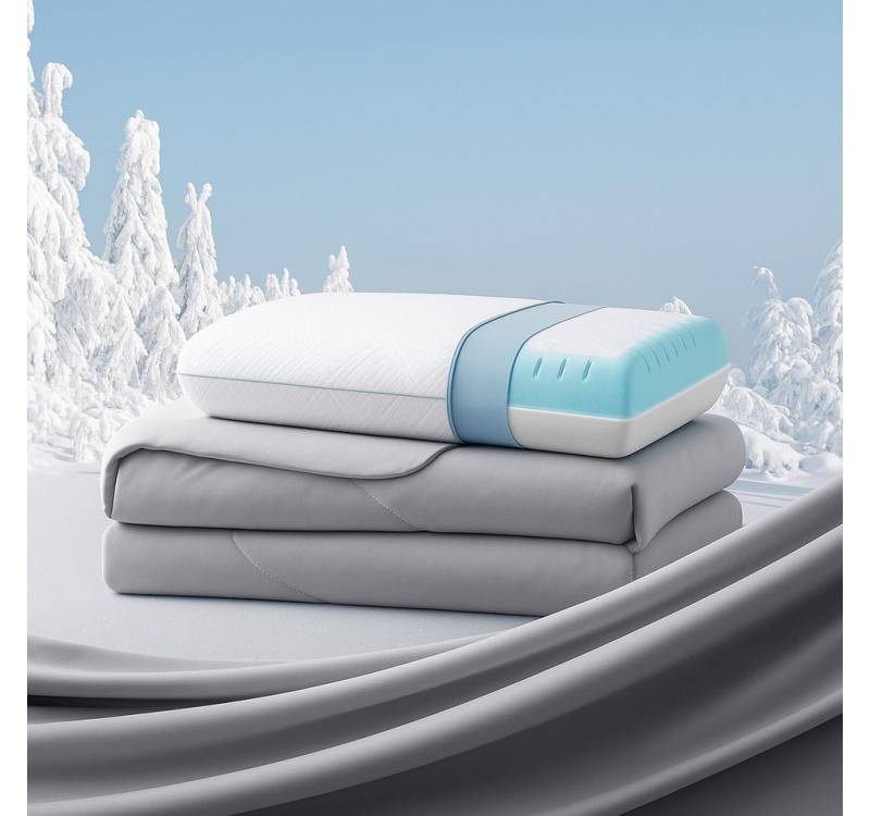 Elemuse Microfaserbettdecke Sommerdecke + Kopfkissen Bettwaren Set Bettdecken und Gelschaum kissen, Füllung: Lenzing Tencel Polyester Sorona und Gelschaum, Atmungsaktive Weich Bequem Bettdecke Set, OEKO-TEX® von Elemuse