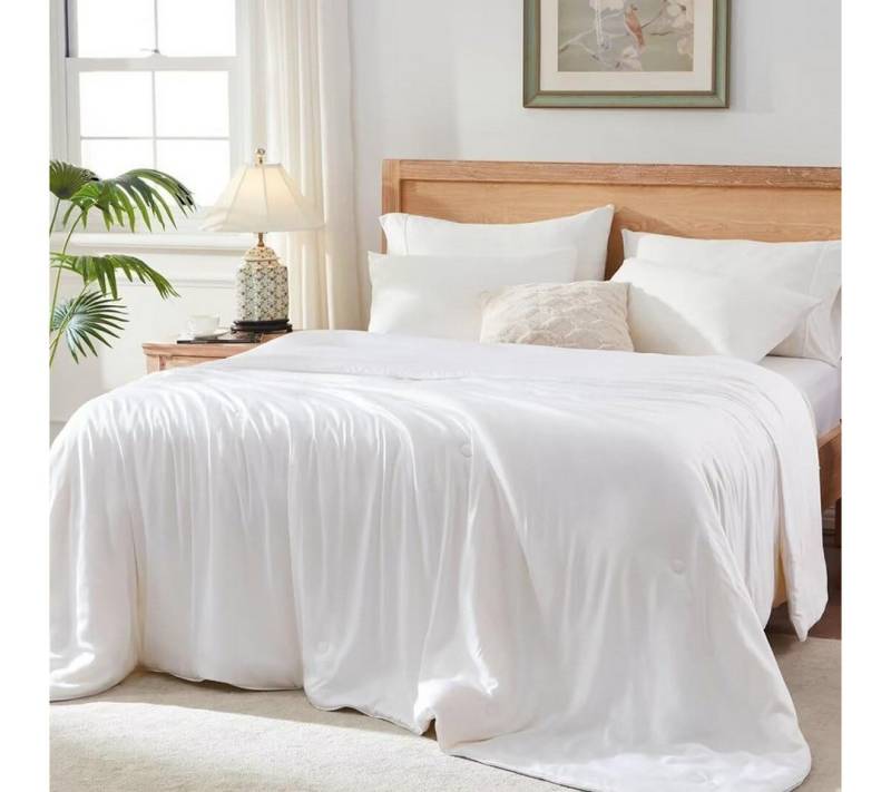 Elemuse Sommerbettdecke Kühldecke Sommerdecke, Selbstkühlende Atmungsaktive Extraleicht Decke, Füllung: 30% hochwertig Sojafaser und 70% Polyester, Bambus Sommer Weich Wohndecke OEKO-TEX® von Elemuse