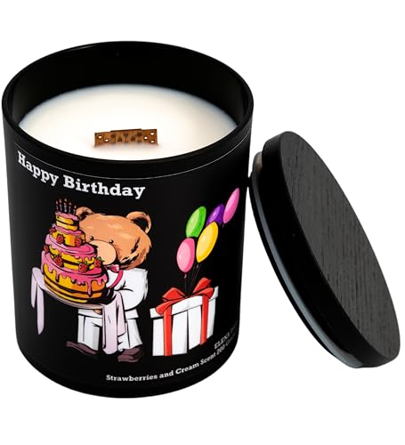 Elena Days Duftkerze Alles Gute zum Geburtstag, 100% Sojawachs, Erdbeer-Sahne-Duft, mit knisterndem Holzdocht, 200 g, Brenndauer 60 Stunden – Geschenkidee Elena Days Duftkerze Alles Gute zum Geburtstag, 100% Sojawachs, Erdbeer-Sahne-Duft, mit knisterndem Holzdocht, 200 g, Brenndauer 60 Stunden – Geschenkidee von Elena Days