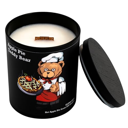 Duftkerze Hot Apple Pie Teddy Bear, Sojawachs, Kerze mit knisterndem Holzdocht, Handgefertigte Kerze 200 gramm, Brenndauer bis zu 60 Stunden, Elena Days Duftkerze Hot Apple Pie Teddy Bear, Sojawachs, Kerze mit knisterndem Holzdocht, Handgefertigte Kerze 200 gramm, Brenndauer bis zu 60 Stunden, Elena Days von Elena Days