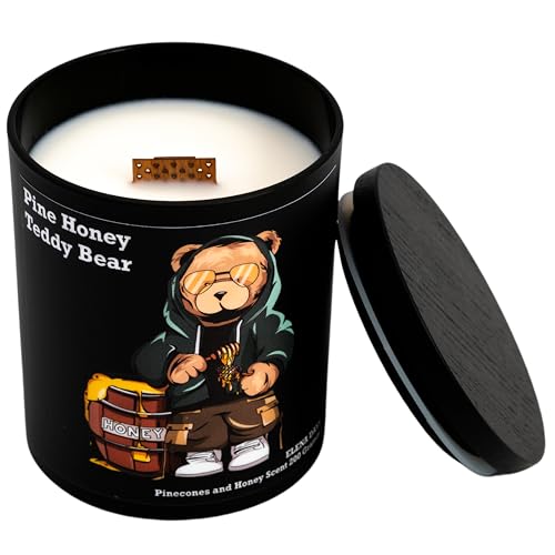 Elena Days Duftkerze Pine Honey, aus 100% Sojawachs, Duft nach Tannenzapfen und Honig, mit knisterndem Holzdocht, 200 g, Brenndauer 60 Stunden, Geschenkidee von Elena Days
