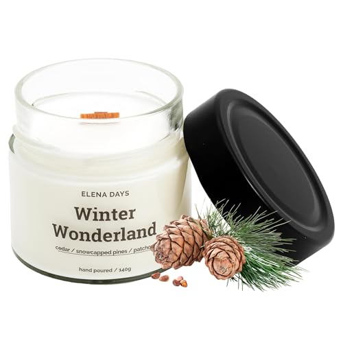Duftkerze Winter Wonderland, Weihnachten, Christmas, Sojawachs, Kerze mit Holzdocht, Handgefertigte Kerze 140 gramm, Brenndauer 45 Stunden, deutsche Marke, Elena Days Duftkerze Winter Wonderland, Weihnachten, Christmas, Sojawachs, Kerze mit Holzdocht, Handgefertigte Kerze 140 gramm, Brenndauer 45 Stunden, deutsche Marke, Elena Days von Elena Days