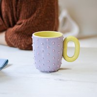Handgemachte Kaffeetasse Aus Keramik Für Sie Oder Ihn | Geschenk Besondere Anlässe Lila Und Lime Farben Einzigartige Tasse Einweihungsgeschenk von ElenaAgata