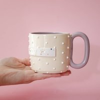 Lila Handgemachte Kaffeetasse Im Popcorn-stil | Tasse Mit Henkel Keramik Aus Einweihungsparty Geschenk Für Sie von ElenaAgata