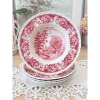 4 Suppenteller Royal Tudor Ware "Olde England", Staffordshire, Ø 23 cm 4 Suppenteller Royal Tudor Ware "Olde England", Staffordshire, Ø 23 cm von ElenaArtVintage