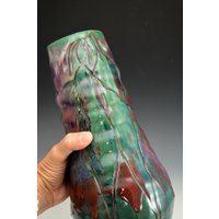 Grün Lila Blumen Keramik Vase, Damen Vase von ElenaMadureri