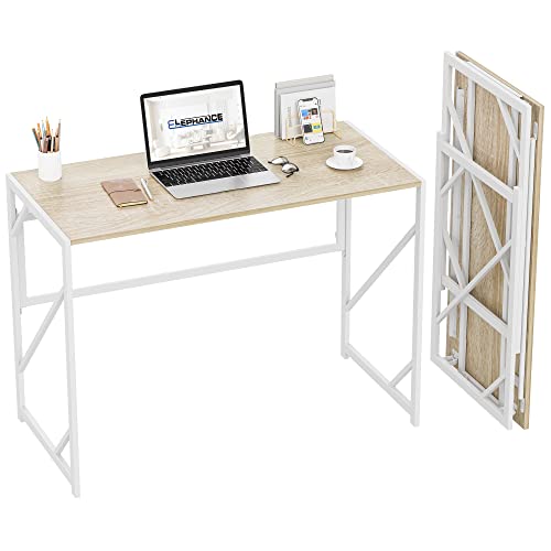 Elephance Klappbarer Schreibtisch, Computertisch für Heimbüro, keine Montage, Arbeitszimmer, Bürotisch, faltbarer Tisch für kleine Räume von Elephance