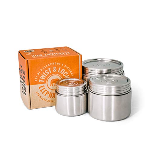 Elephant Box Auslaufsicherer Lebensmittelbehälter Trio | Edelstahl Lebensmittelbehälter-Set | BPA- und Kunststofffrei | von Elephant