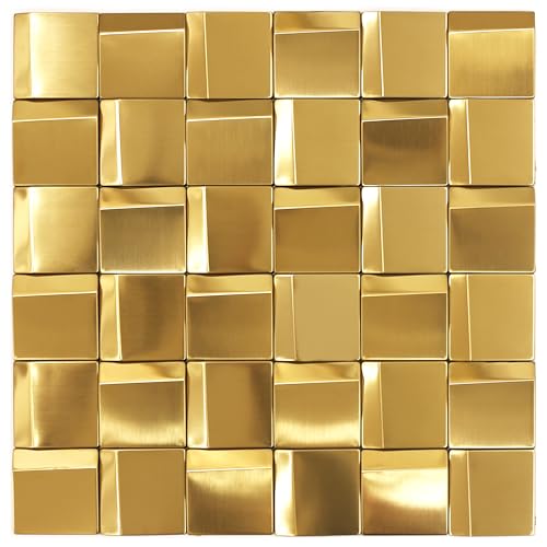 Elephantile 5 Bögen Goldfliesen Metall Mosaik Wand Backsplash Fliese 3D Wandpaneele [5 m²] von Elephantile
