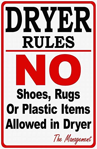 Hinweisschild mit Aufschrift "Danger Warning Dryer Rules Laundromat Sign for Laundry Room Bar Ranch" Cafe Decor Metallschilder von Eletina