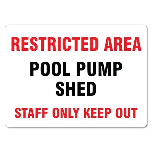 Sicherheitsschilder mit Aufschrift "Restricted Area Pool Pump Shed", Wassersicherheitsschild, Metall-Blechschild, 20,3 x 30,5 cm, klare Warnung für Zuhause und Geschäft von Eletina