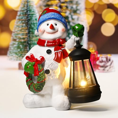 Eletorot Schneemänner Dekorationen Innen Figuren mit Handheld Lantern Batteriebetriebene, Sammlerfiguren für Tischdekorationen, Kamin von Eletorot