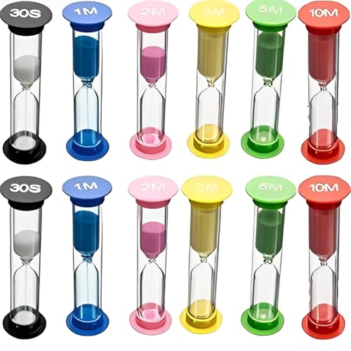 12 Stück Sanduhr für Kinder Timer Farbige Sanduhren Set 30sec /1/2/3/5/10 Minuten, Kleine Timer Sanduhr, Sanduhren Set Für Kinder, Sanduhren, Sanduhr Kinder, Sanduhren Set, Home & Kids Room von ElevaPulse