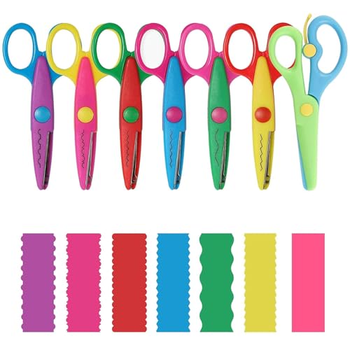 14 Stück Kinderschere, Bastelschere Kinder Sicherheit Schere, Kinderschere Vorschule Training Kinder gezackte Schere, Kinderschere ab 3 Jahre，Papierschere Kinder DIY Handwerk Scrapbooking von ElevaPulse