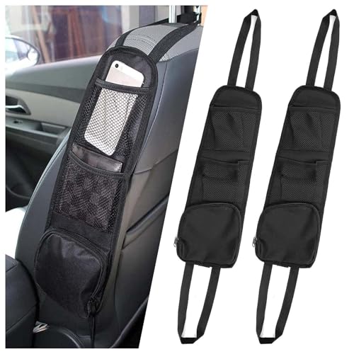 ElevaPulse 2 Stück Auto Organizer, Aufbewahrungstasche Faltbare Autositz Seitenorganisator aus 600D Oxford-Tuch + Mesh, Auto Gadgets von ElevaPulse