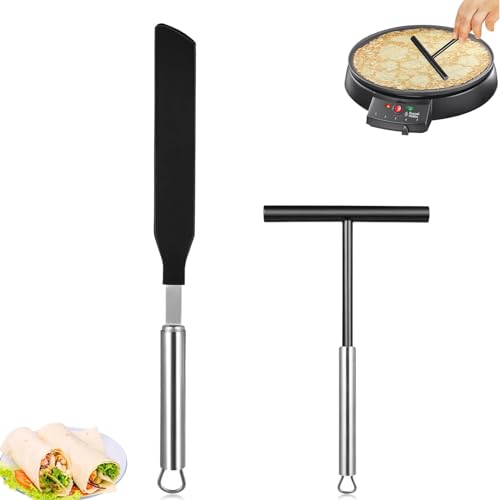 ElevaPulse Spachtel und Crepes Verteiler Set, Edelstahl 304, Crepes Wender, Crepes Zubehör, Crepe Pfanne, Crepe Verteiler, Crepes Maker Zubehör, Crepes Pfanne, Pfannkuchenwender von ElevaPulse