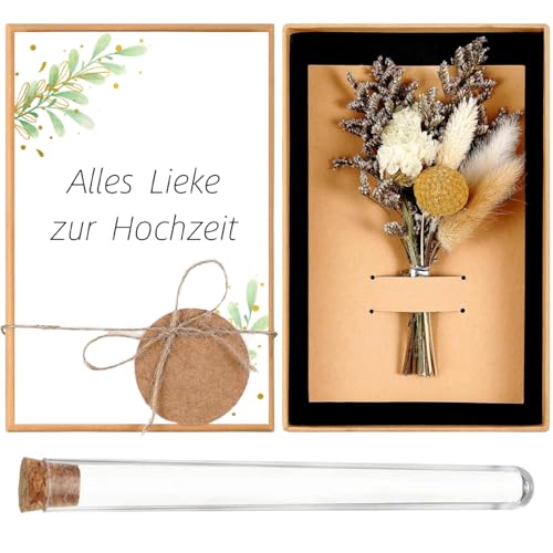 Hochzeitsgeschenk, Hochzeitsgeschenke für Brautpaar, Karte Hochzeit, Glückwunschkarte Hochzeit, Hochzeitskarte Geldgeschenk, 15-teiliges Set mit Verpackungsbox, Trockenblumen, Etiketten und Kordel Hochzeitsgeschenk, Hochzeitsgeschenke für Brautpaar, Karte Hochzeit, Glückwunschkarte Hochzeit, Hochzeitskarte Geldgeschenk, 15-teiliges Set mit Verpackungsbox, Trockenblumen, Etiketten und Kordel von ElevaPulse