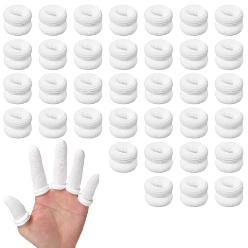 ElevateTech 40 Stück Fingerlinge Fingerschutz Antistatisch Allgemeine Aus Gummi Für Kosmetik Daumenschienen Bequem Und Atmungsaktiv Absorbiert Schweiß Geeignet Für Arbeit Küche (Weiß) von ElevateTech