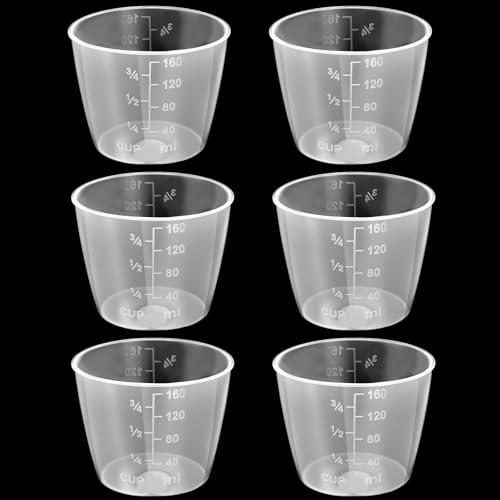 ElevateTech 6 Stück 160 ml Reis Messbecher Klein Mini Transparenter Kunststoff-Waschmittelbecher Ideal Für Die Zubereitung Von Mahlzeiten Backen Und Kochen von ElevateTech