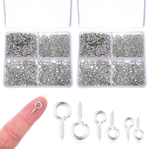 ElevateTech 860 Stück Schraubösen Ösenschraube Kleine Ösenschraube Mini-Ösenschrauben zum Aufhängen von Kunstwerken Kunstprojekten Diademen und Schmuckherstellung (Silber) von ElevateTech