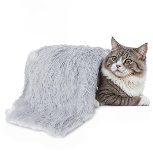 ElevateTech Beruhigende Kuscheldecke für Haustiere Flauschige Decke für Hunde & Katzen Superweich und Warm 22 × 14 Zoll/56 × 36 cm Graue Welpendecke fürInnenbereich Maschinenwaschbar Graue von ElevateTech