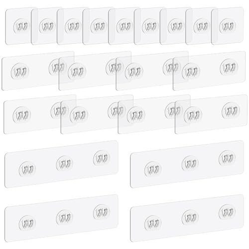 ElevateTech Dusch Caddy Klebehaken Ohne Bohren, 20 Stück Stark Klebende Duschregal Klebehaken Badezimmer Aufkleberhaken Transparente Duschhaken Wandhalterung für Duschregal, Küchenregale, Seifenhalter von ElevateTech