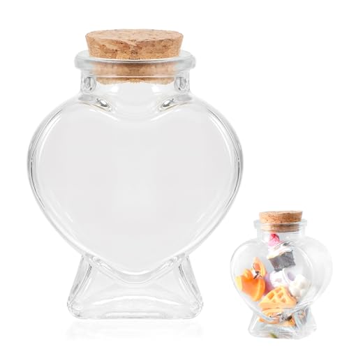 ElevateTech Glasflasche mit Korkverschluss 1 Stück Leere Glasflaschen in Herzform Dekorative Klare Glasflaschen mit Korkdeckel Wunschflasche für Süßigkeitenbehälter DIY Kunsthandwerk Party Hochzeit von ElevateTech