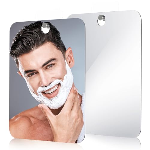 ElevateTech Rasierspiegel Duschspiegel, 2 Stück Rasieren Spiegel für Dusche Beschlagfreier Bruchsicherer Rahmenlos zum Aufhängen der Wand Badezimmer Tragbarer Spiegel Badezimmer Zuhause Fitnessstudio von ElevateTech