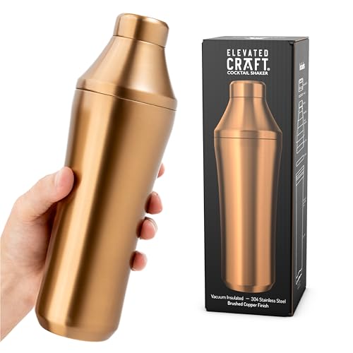 Elevated Craft Hybrid Cocktail Shaker - Premium vakuumisolierter Edelstahl Kupfer Cocktail Shaker - Innovatives Messsystem - Martini Shaker für den Barkeeper zu Hause - 800 ml Gesamtvolumen von Elevated Craft