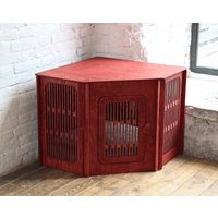 Eckhundehütte, Moderne Hundekiste, Hundehüttemöbel, Hölzernes Haustierhaus, Innenhundehütte, Tragbare Dekorative Hundekisten von ElevatedDogBowls