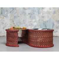 Erhöhter Doppelter Hundefütterungsständer Für Mittlere Hunde, Futterhalter Mit Zwei 750Ml/ 3, 2 Tassen/ 25, 4 Oz Edelstahl Metallschalen von ElevatedDogBowls