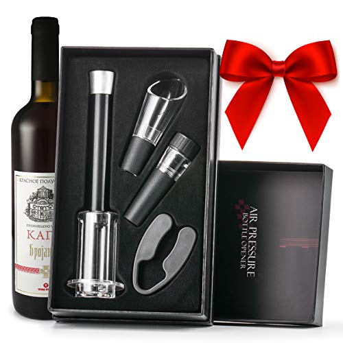 ElevenII Weinöffner Geschenkset - Korkenzieher Flaschenöffner + Belüfter Ausgießer + Vakuumverschluss + Folienschneider, keine Korkstücke schwimmen mit Geschenkbox ElevenII Weinöffner Geschenkset - Korkenzieher Flaschenöffner + Belüfter Ausgießer + Vakuumverschluss + Folienschneider, keine Korkstücke schwimmen mit Geschenkbox von ElevenII
