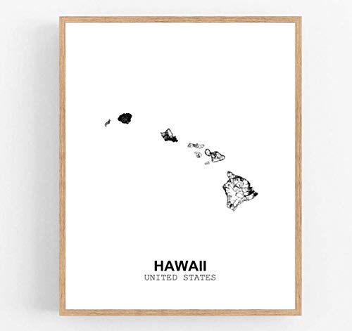 Eleville 33x19 ungerahmt Hawaii Vereinigte Staaten Landansicht abstrakte Straße moderne Karte Kunstdruck Poster Wand Büro Heimdekoration minimalistische Linie Kunst Heimatstadt Einweihungsfeier wgn207 von Eleville