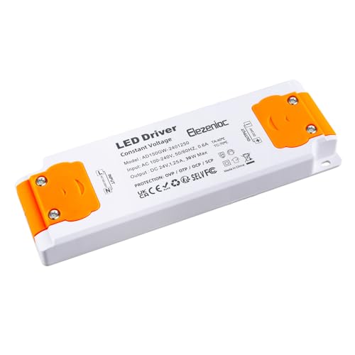 LED Trafo Transformator 1-30W 24V 1.25A Treiber Netzteil, Transformator 230V AC auf 24 Volt Gleichstrom, Für MR11 G4 MR16 GU5.3 LED Birnen Lichtstreifen,Nicht Dimmbar,Kompakter Extrem DüNner LED Trafo Transformator 1-30W 24V 1.25A Treiber Netzteil, Transformator 230V AC auf 24 Volt Gleichstrom, Für MR11 G4 MR16 GU5.3 LED Birnen Lichtstreifen,Nicht Dimmbar,Kompakter Extrem DüNner von Elezenioc