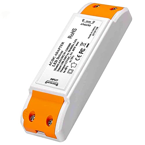 LED Trafo Transformator 1-60W 12V 5A Treiber Netzteil, Keine Mindestbelastung, Kein Flimmern, Kein Rauschen Für MR11 G4 MR16 GU5.3 Birnen Lichtstreifen von Elezenioc