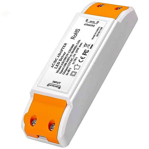 LED-Transformator, LED-Netzteil 0-24 W Treiberadapter 12 V DC 2A - Konstante Spannung für Lichtbänder und Glühbirnen G4, MR11, MR16 (24) von Elezenioc