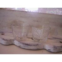 Zwei Klare Und Weiße Vintage Glas Kerzenhalter/Glas Kerze Teelicht Halter/Urlaub Halter/Herbst Dekor/Schablone Kerzenhalter Zwei Klare Und Weiße Vintage Glas Kerzenhalter/Glas Kerze Teelicht Halter/Urlaub Halter/Herbst Dekor/Schablone Kerzenhalter von Elezuomixmedia
