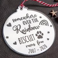 Erinnerungskugel, Somewhere Over The Rainbow, Trauerkugel, Weihnachtsdeko, Erinnerungsgeschenk, Haustier Verlust, Silber, Cx19 von ElfPersonalisedGifts