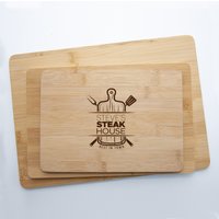 Personalisiertes Bambussteakhaus-Schneidebrett, Servierbrett, Grillzubehör, Benutzerdefinierte Vatertagsgeschenkidee, B1 von ElfPersonalisedGifts