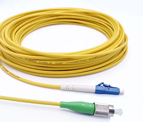 ElfcamⓇ - 0,5m Glasfaser-Kabel LC/UPC auf FC/APC Stecker, Simplex Singlemode 9/125μm OS2 LWL Patchkabel, Gelb,（0,5m） von Elfcam