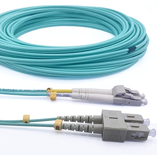 Elfcam® - 0,5m LWL Glasfaser-Kabel OM3 SC/UPC auf LC/UPC Stecker, Multimode Duplex 50/125um Patchkabel LSZH Lichtwellenleiter, 0,5 Meter von Elfcam