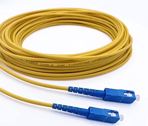 Elfcam® - 100m LWL Glasfaser-Kabel SC/UPC auf SC/UPC Stecker, Simplex Singlemode 9/125μm OS2 Patchkabel, Lichtwellenleiter LSZH, Gelb, 100 Meter von Elfcam