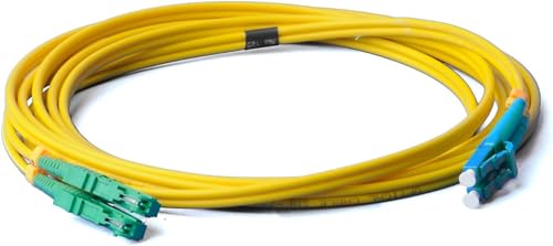 Elfcam® - 10m Glasfaserkabel E2000/APC zu LC/UPC,Monomode Duplex, Optischer 9/125μm Strumpfhalter OS2 2.0mm G652D LSZH, Gelb(10M) von Elfcam
