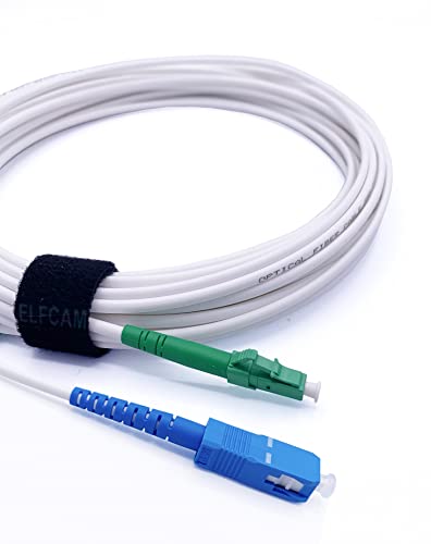 ElfcamⓇ - 12m Glasfaser-Kabel LC/APC auf SC/UPC Stecker für FRITZ!Box, Simplex Singlemode 9/125μm OS2 LWL Patchkabel, Weiß,（12m） von Elfcam