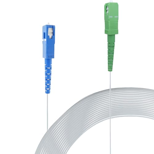 Elfcam® - 15m Glasfaserkabel SC/APC zu SC/UPC Unsichtbar/Transparent, 125µm OS2 Monomode Glasfaser, Transparenter Nylonmantel,15 Meter von Elfcam